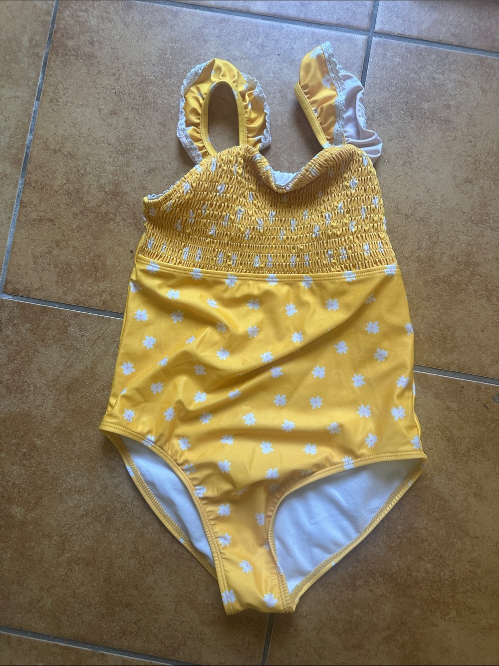 wonder nation Yellow Floral One-Piece Swimsuit